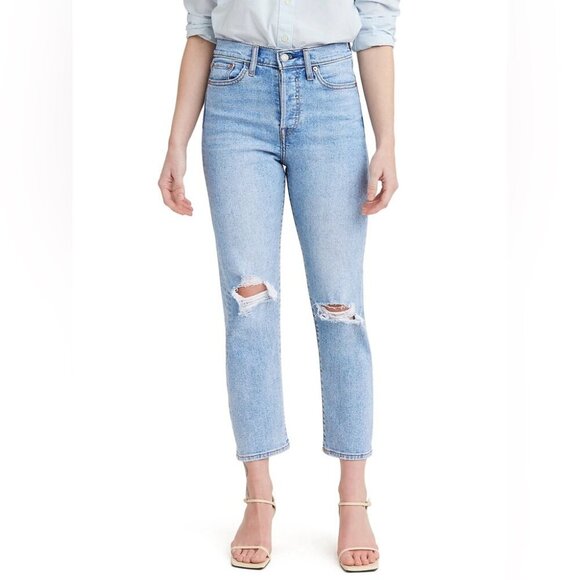 Levi's Distressed Wedgie Straight Medium Wash Jeans Size 28 - Picture 1 of 16